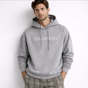 The Museum Hoodie Gray Embroidered Logo Culture Art Streetwear Men's Size XL